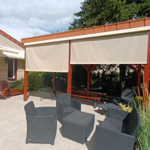 SUNNY INCH ® Store vertical enrouleur extérieur pour terrasse ou balcon - Blanc laqué - Dune