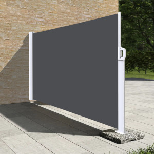 SUNNY INCH ® Stores latéral paravent extérieur brise vue pour terrasse - Armature blanc - 1,6 x 3,5 m - Gris anthracite