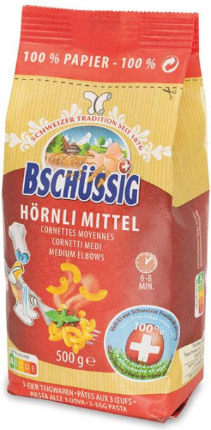 Bsch&uuml;ssig H&ouml;rnli mittel 3Ei Nudeln 500g