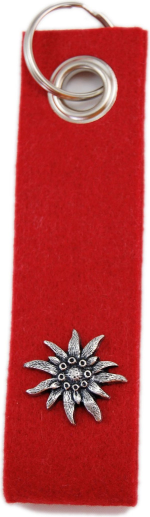 Birth Gramm Schl&uuml;sselband Filz rot Edelweiss