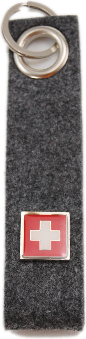 Birth Gramm Schl&uuml;sselband Filz grau Schweizer-Kreuz