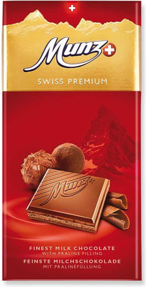Munz Swiss Premium Milchschokolade Pralin&eacute; 100g