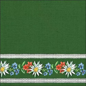 Swiss Finest Alpine Flowers gr&uuml;n Servietten 20 St&uuml;ck