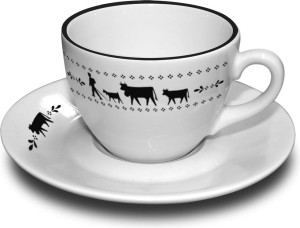 Steinlin Alpaufzug Kaffee-Tasse Set weiss