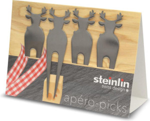 Steinlin Apero-Picks Hirsch Chromstahl 4er Set