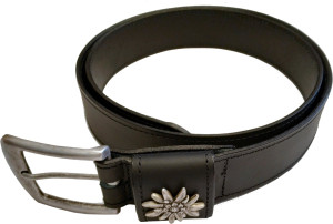Karlen Swiss Edelweiss G&uuml;rtel schwarz 90cm