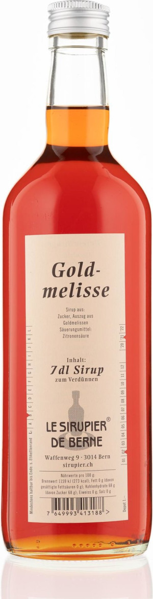 Le Sirupier de Berne Goldmelisse Sirup 0,7 l