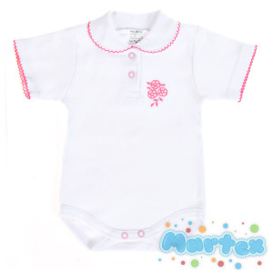 Body z kołnierzykiem - biało/różowe