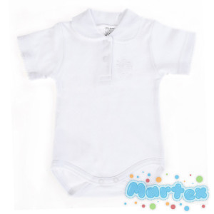 Body z kołnierzykiem - białe haft