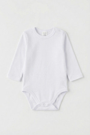 Body gładkie białe długi rękaw basic