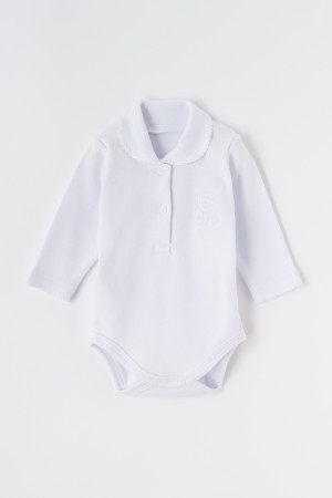 Body białe z kołnierzykiem -haft