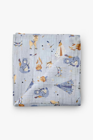 Pielucha tetra druk niebieska obóz