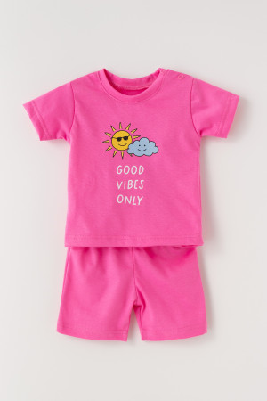 Komplet dziecięcy t-shirt i szorty Good vibes