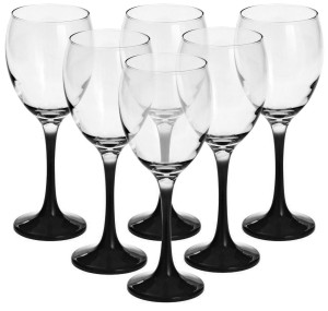 Piękne kieliszki z czarną stopką do wina 300ml