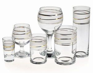 Komplet szkła użytkowego, zdobiony kieliszki + szklanki 36 el. SK07 06