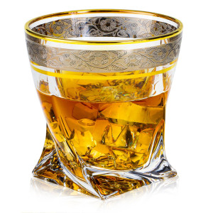 Ekskluzywna szklanka do whisky ZŁOTO PLATYNA | 340 ml | 1 szt. w pudełku Szklanka.pl