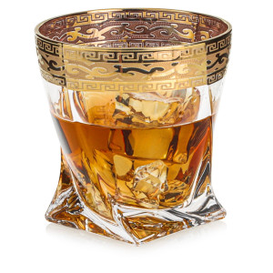 Ekskluzywna szklanka do whisky ZŁOTY ORNAMENT 340 ml | 1 szt. w pudełku Szklanka.pl