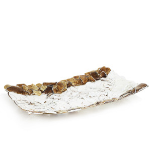 Ekskluzywna prostokątna szklana patera na owoce pizze 39cm "27A"