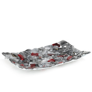 Ekskluzywna prostokątna szklana patera na owoce pizze 39cm "52"