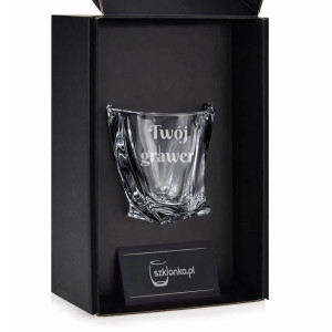 Szklanka do whisky z grawerem Bohemia Quadro | 340ml | 1 szt. w pudełku Szklanka.pl