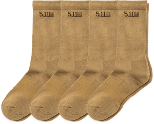 5.11 Tactical Duty Ready Basic Crew Socks (4-Pack) (Färg: US Dark Coyote, Storlek: Medium (40.5 - 44))