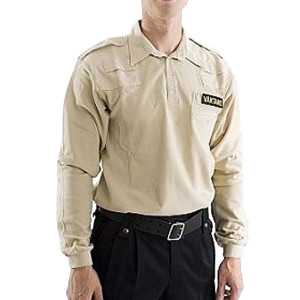 Robust Safety-Sec Väktare Hundförarpiké - Lång Ärm (Färg: Khaki, Storlek: Large)