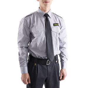 Robust Safety-Sec Väktare Uniformsskjorta - Lång Ärm (Färg: Grå, Storlek: Large)