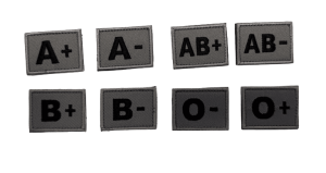 Jackal Gear Patch Blodgrupp 4x3 - Grå/Svart (Blodgrupp: A Neg)