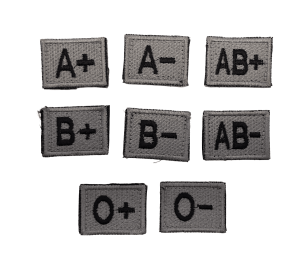 Jackal Gear Patch Blodgrupp 3,5x3 - Grå/Svart (Blodgrupp: O Neg)