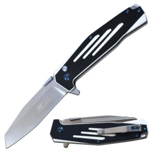 Master Cutlery MTech Button Lock Black White