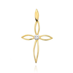 Zawieszka z brylantem krzyżyk - D-0029 / 0.02 ct