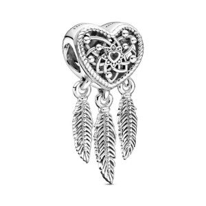 Charms Ażurowy łapacz snów z sercem i trzema piórkami - 799107C00