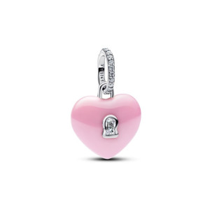 Charms-zawieszka Różowe ceramiczne serce i kłódka - 794424C01