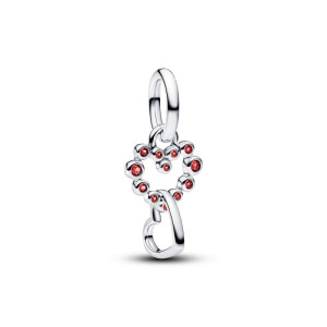 Charms-zawieszka Połączone serca z czerwonymi kamieniami - 794435C01
