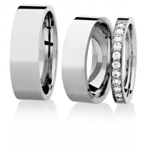Obrączki ślubne z cyrkoniami ESSENCE - ROSE 3 (szerok. 2.8 mm) + męska szerok. 4 mm