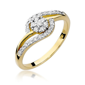 Pierścionek z brylantem z żółtego złota - W-184 / 0.17ct
