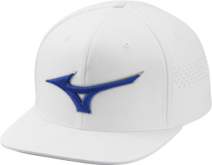 Mizuno Tour Flat Snapback Cap - White/Blue