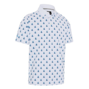 Callaway Apparel Callaway Mens Sailboat Sunset Geo Print Shirt - Bright White