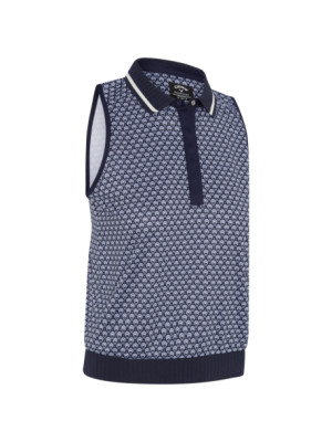 Callaway Apparel Callaway Womens Scarf Geo Printed Sleeveless Polo - Peacoat