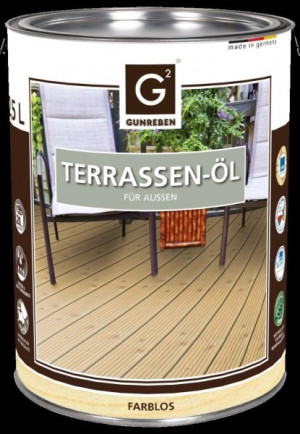 Natur Öl von Gunreben, 2,5 Liter Terrassendielen Öl ausreichend für ca. 20-25 m²