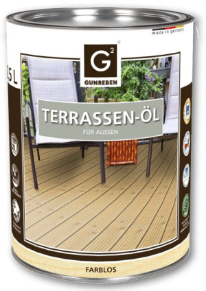 Natur Öl von Gunreben, 2,5 Liter Terrassendielen Öl ausreichend für ca. 20-25 m²