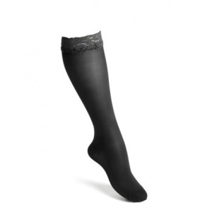 Funq Wear støttestrømpe nylon - Svart med blondekant