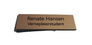 Navnskilt med klemmefeste - Gull/Svart