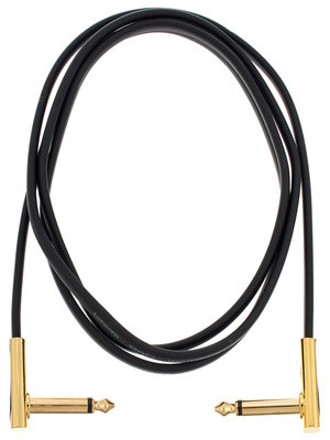 Rockboard Flat Patch Cable Gold 140 cm Negro con carcasa de conectores dorada
