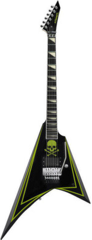 ESP Edwards E-ALEXI GREENY Black with lime green pinstripe and skull design
