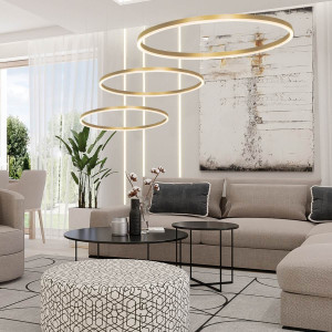 PENDANT LIGHT 55W 3000K ALUMINIUM & ACRYLIC GOLD (22240 Zambelis) - Zambelis