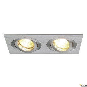 NEW TRIA 2, lampa wpuszczana, dwupunktowa, QPAR51, prostokątna, szczotkowane aluminium, maks. 100W, ze sprężynami zaciskowymi (111362) - SLV