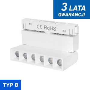 Lampa z diodami do szyn magnetycznych biała łamana 6W 4000K DDCX-GDZD6 - TYP B - DomenoLED
