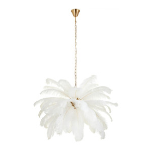 Ekskluzywna lampa wisząca z piórami EMU pióra białe 100 cm (ST-DN127 white) - Step into Design