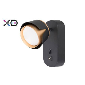 Kinkiet do czytania z ładowaniem USB GX53 czarny+złoty (XD-IK271B) - Xudo